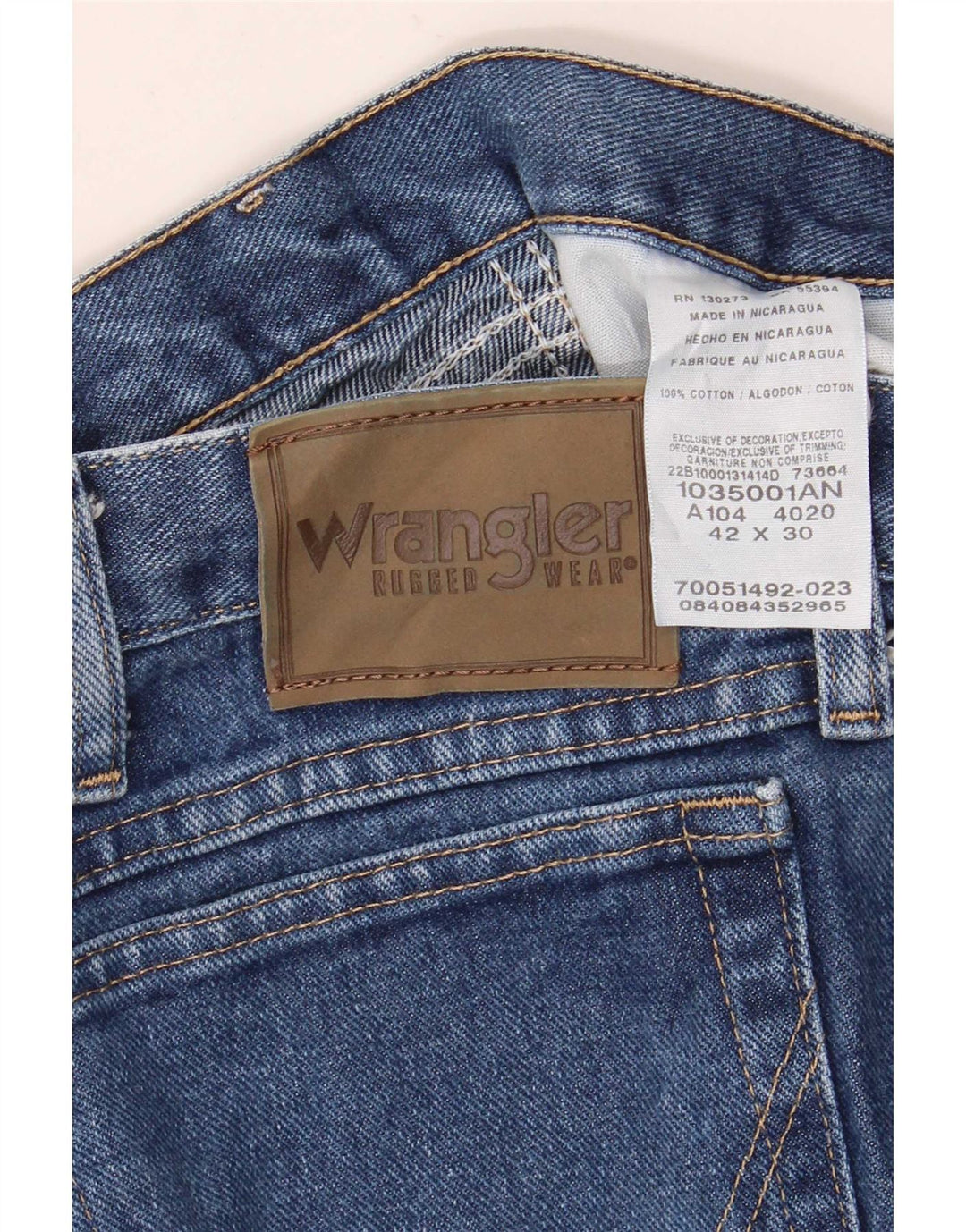 Blugi drepti pentru bărbați Wrangler W42 L30 Bumbac albastru