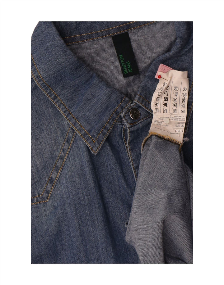 Cămașă de blugi pentru bărbați BENETTON XL, bumbac albastru