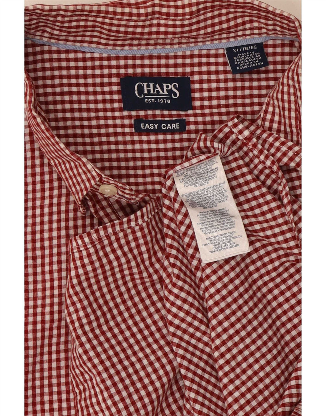 Cămașă pentru bărbați Chaps XL, bumbac vichy roșu