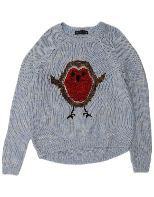 Pulover pentru femei Marks & Spencer, cu grafică, cu gât de barcă, UK 10 Small Blue