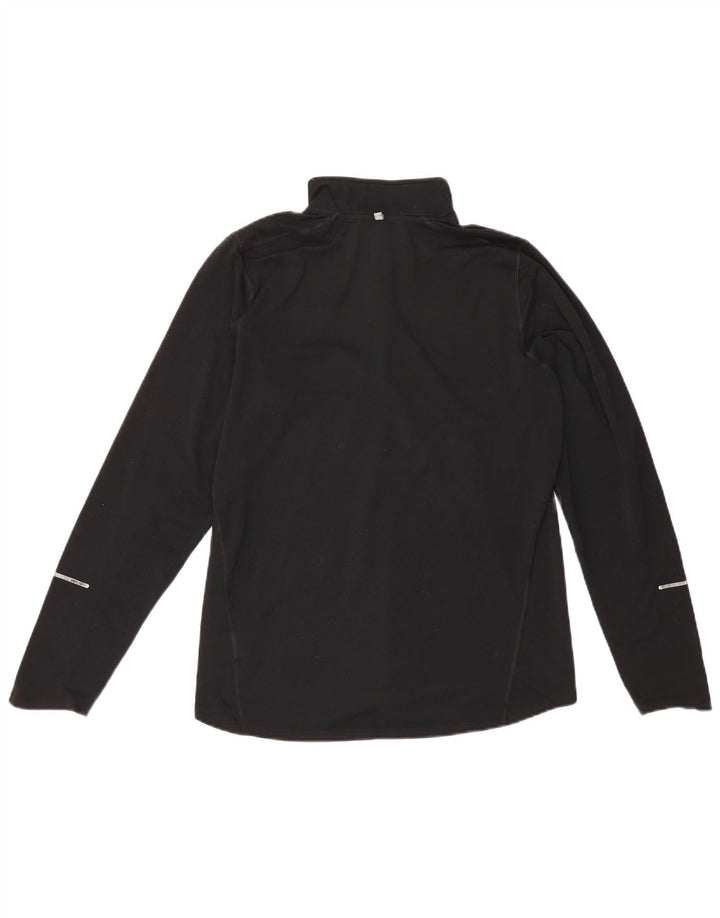 Top de trening pentru bărbați Dri Fit, cu fermoar și gât, din poliester negru mediu