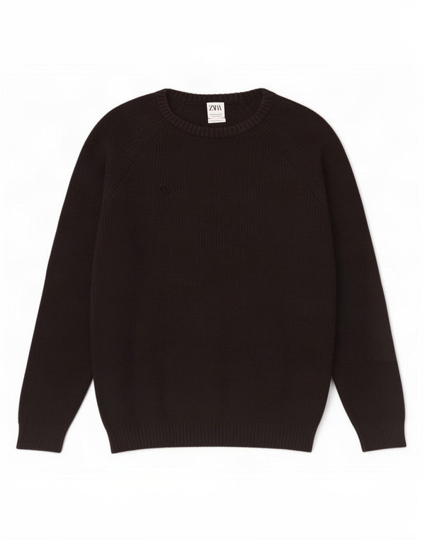 Pulover pentru bărbați Zara, cu gât de barcă, XL, bumbac negru