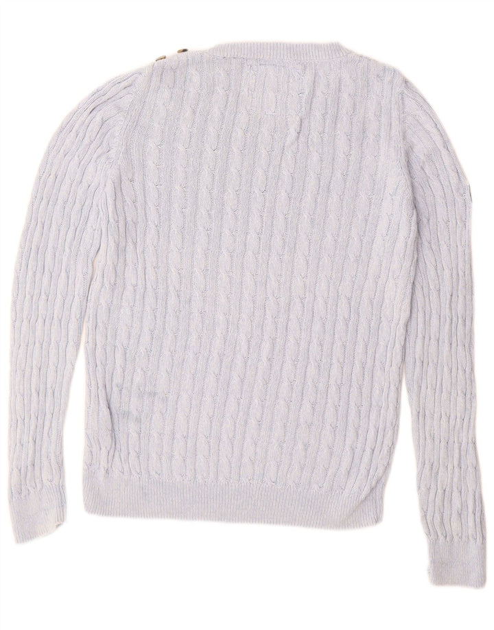 Pulover de damă SUPERDRY cu gât de barcă din bumbac mare albastru UK 14