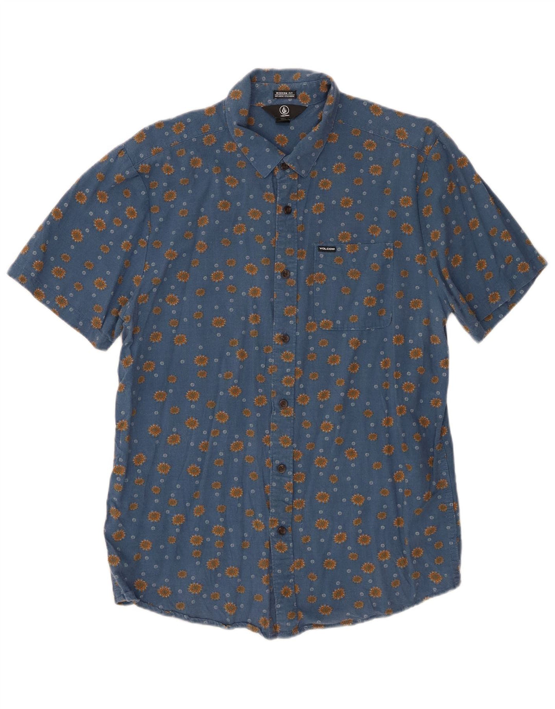 Cămașă cu mânecă scurtă pentru bărbați Volcom Modern Fit, mare, albastru, bumbac