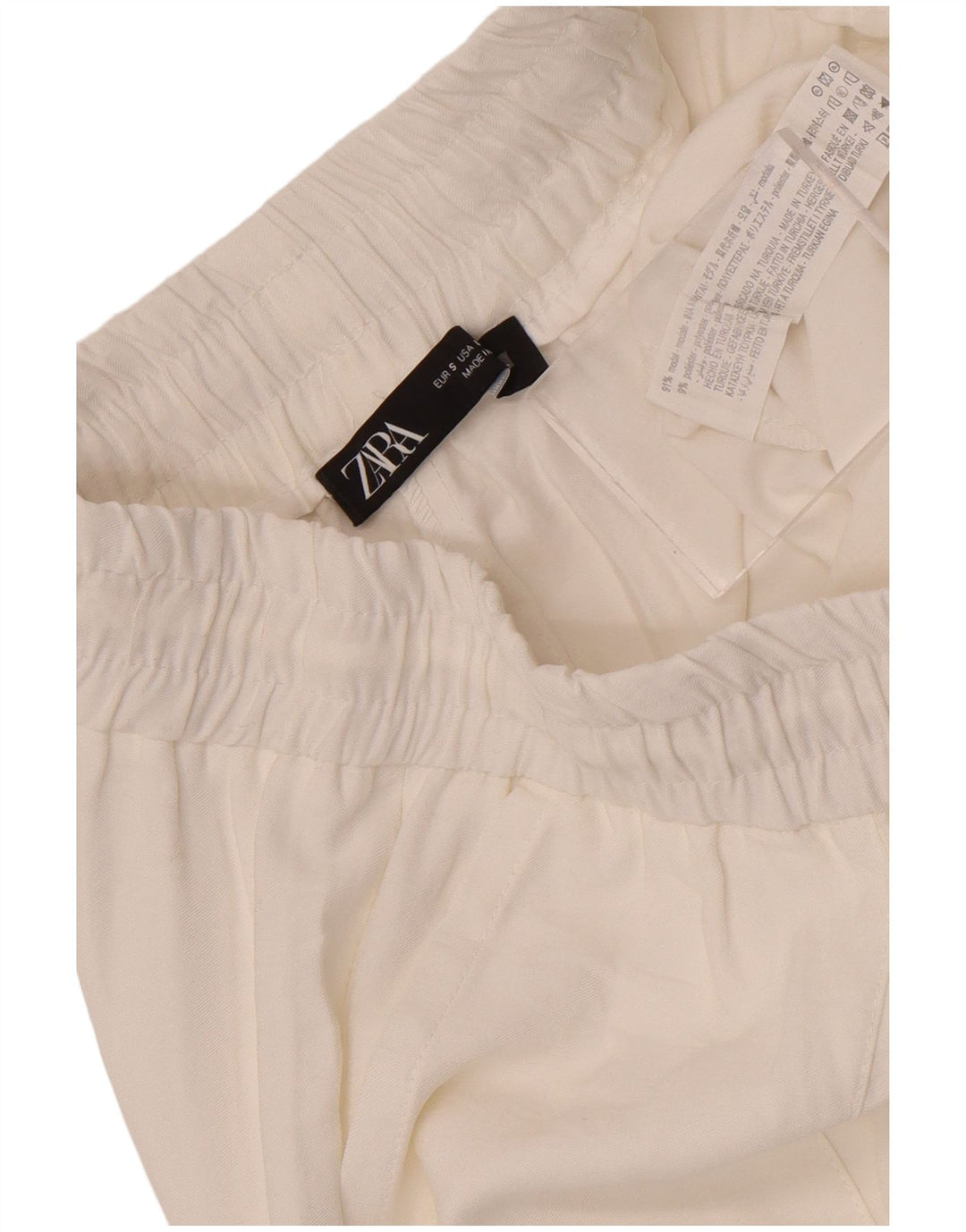 Pantaloni tăiați pentru femei Zara Mici L26 L25 Alb Modal