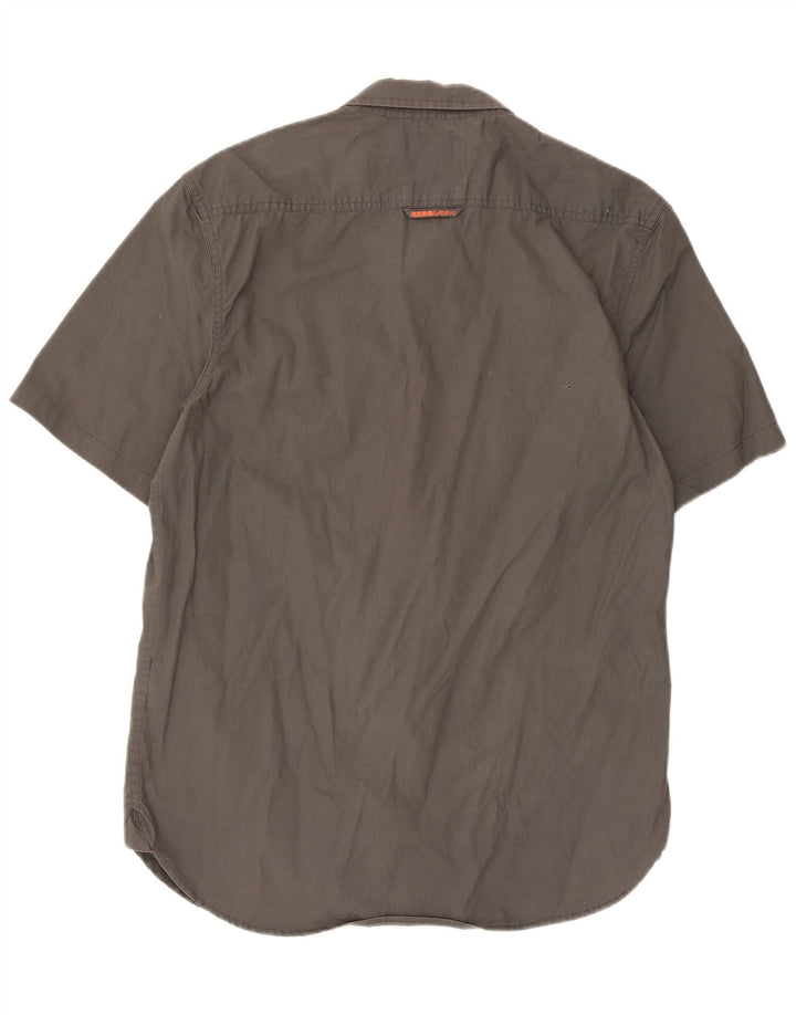 Cămașă militară cu mânecă scurtă pentru bărbați Superdry, bumbac gri mare