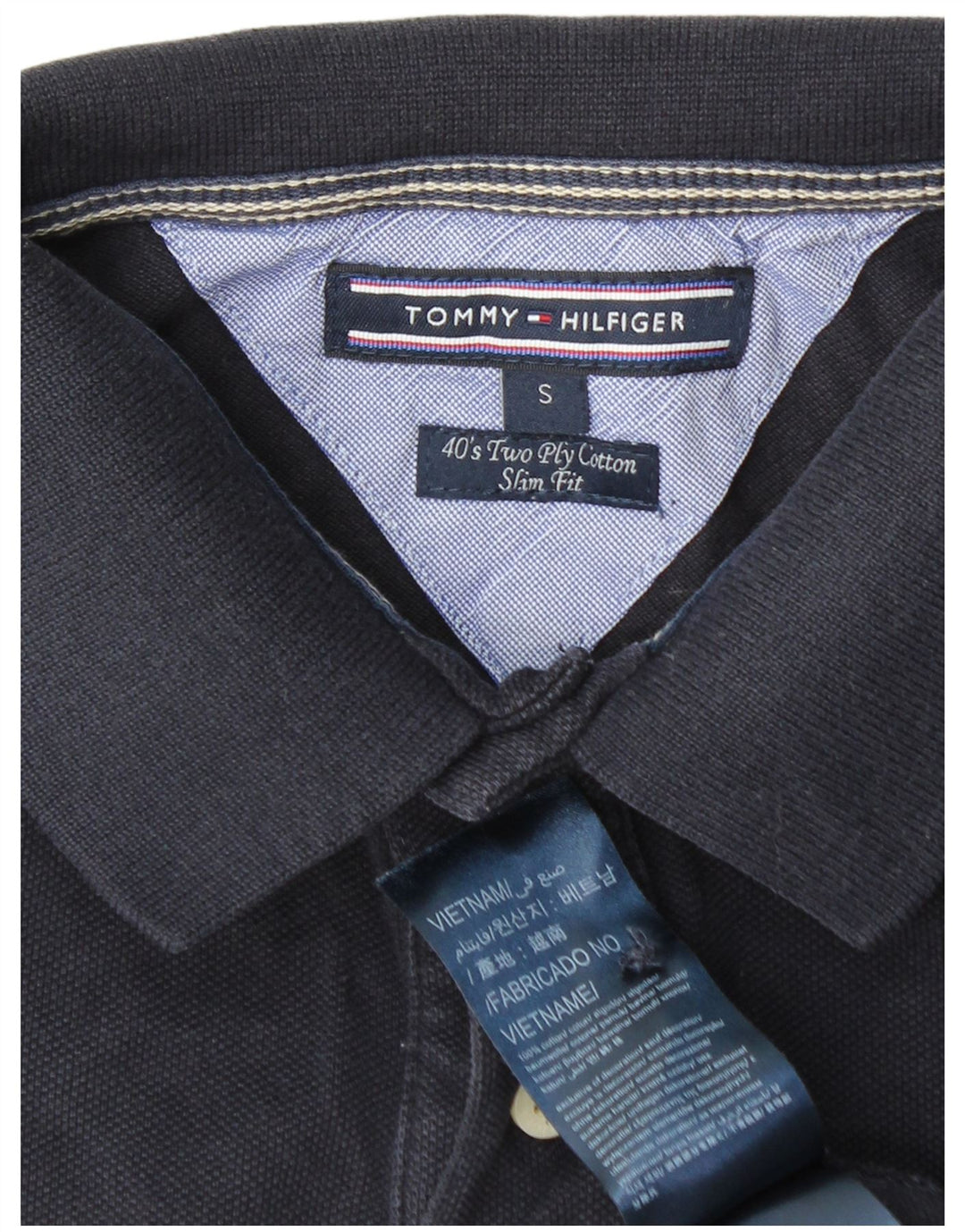 TOMMY HILFIGER Cămașă Polo Slim Fit pentru bărbați din bumbac, albastru bleumarin