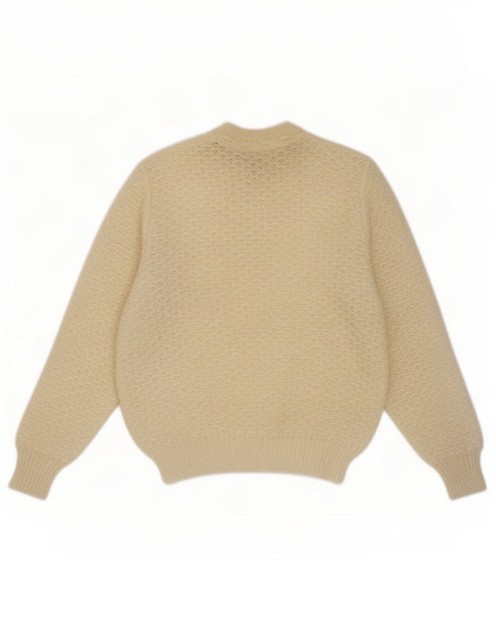 Pulover vintage pentru femei cu decolteu rotund UK 14 Bej mediu