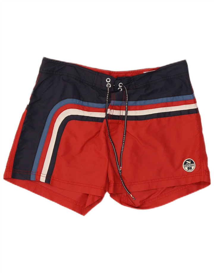 Pantaloni scurți de înot grafic North Sails pentru bărbați, roșu mediu, poliamidă color bloc