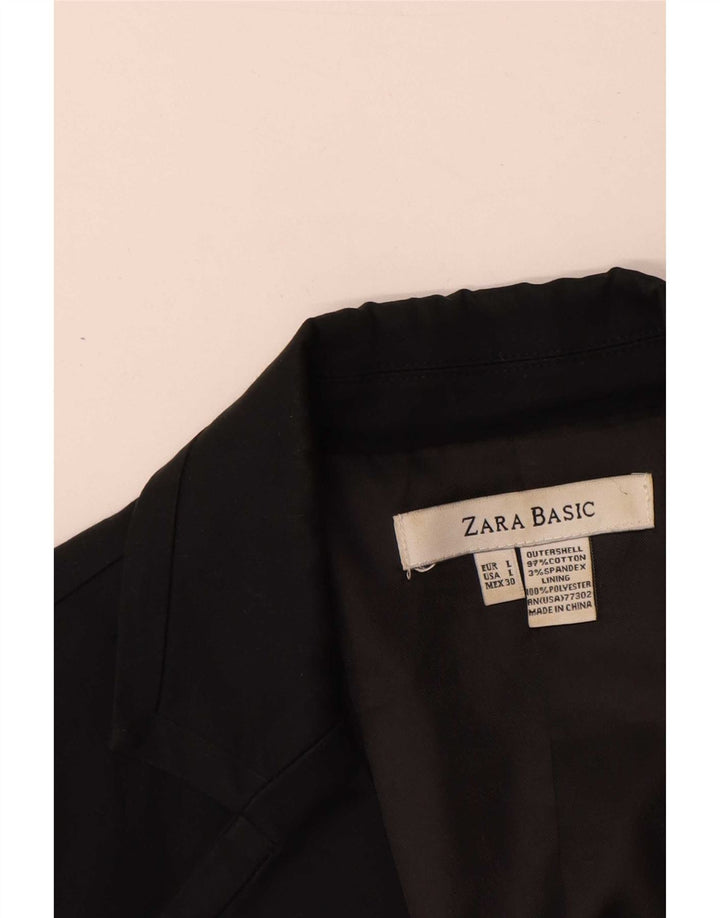 Blazer pentru femei Zara cu 2 nasturi, UK 14, mare, negru, bumbac