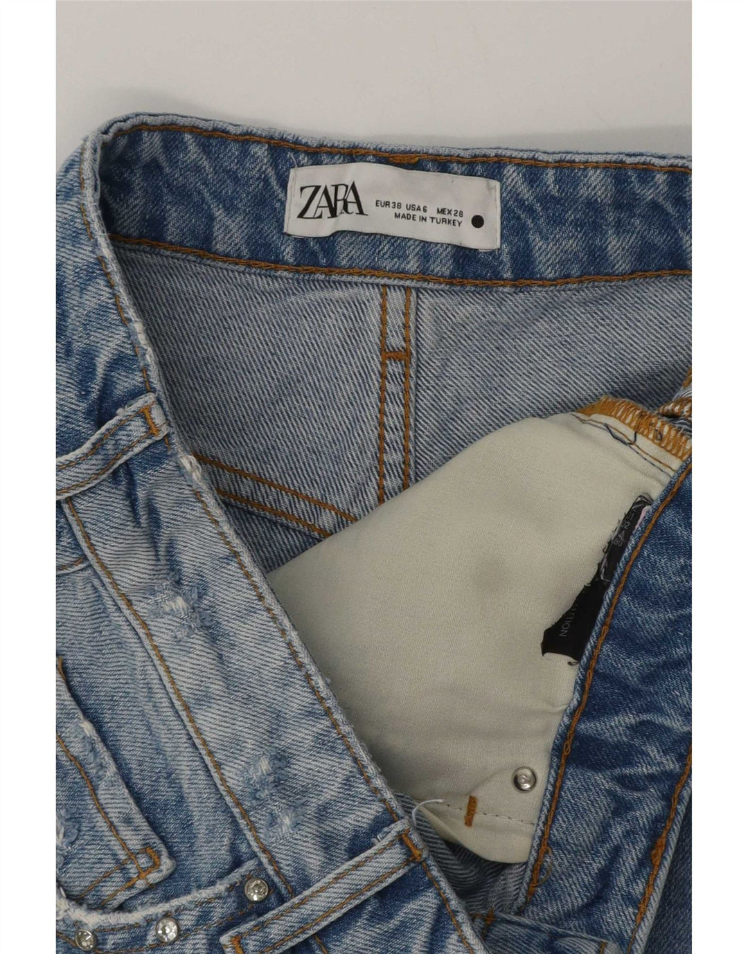 Pantaloni scurți din denim pentru femei Zara EU 38 Small W28 Blue