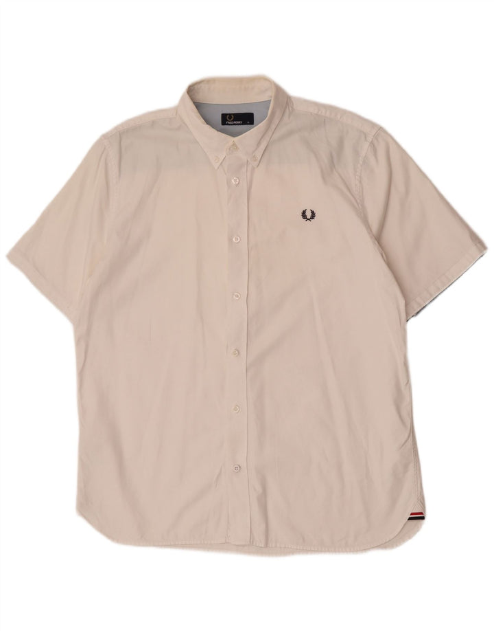 Cămașă cu mânecă scurtă pentru bărbați Fred Perry, bumbac alb XL