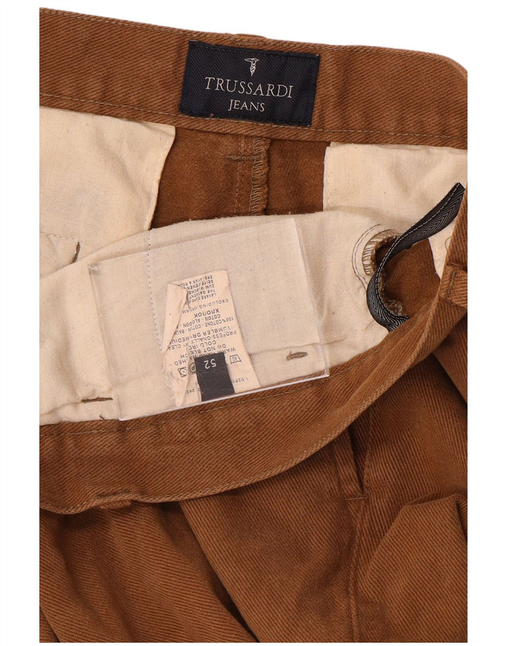 TRUSSARDI Pantaloni chino drepți pentru bărbați IT 52 XL W34 L31 maro bumbac