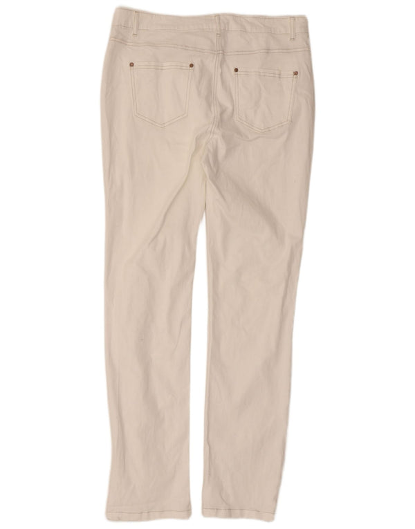 Pantaloni casual subțiri M&Co pentru femei UK 12 Medium L32 L30 Bumbac alb