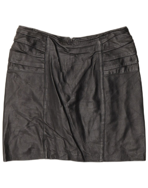 Fusta din piele vintage pentru femei Medium W30 Negru