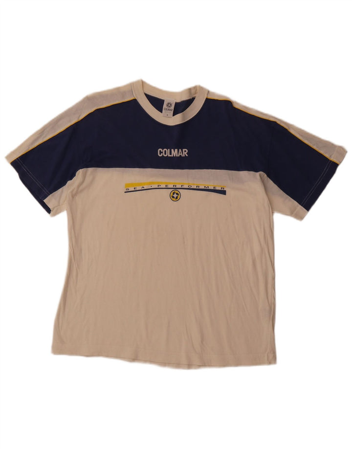 Tricou grafic COLMAR pentru bărbați Top mediu alb din bumbac sport