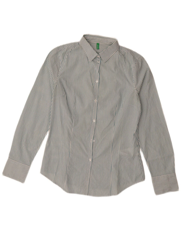 Cămașă Benetton pentru femei UK 10 Small Blue Pinstripe Bumbac