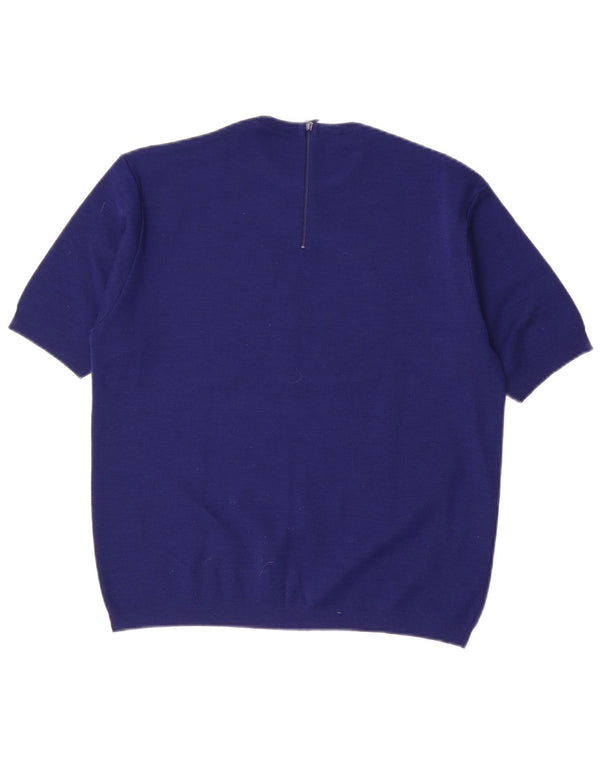 Pulover Vintage pentru damă cu mânecă scurtă cu gât crew pulover IT 44 Medium Bleumarin