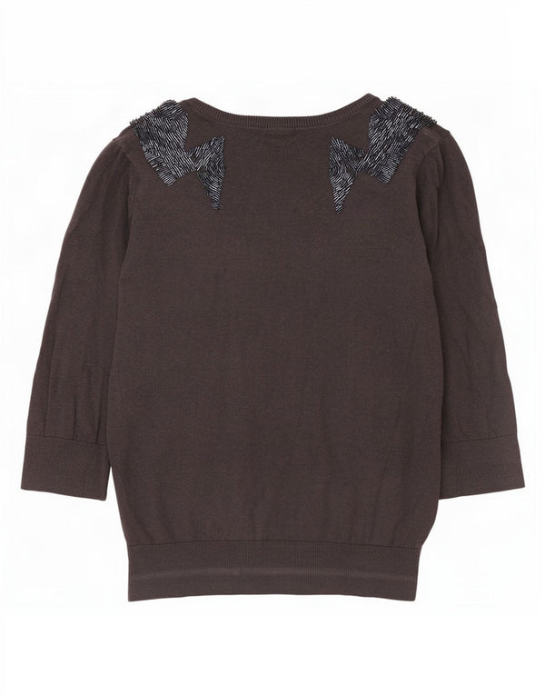 Pulover cardigan pentru femei Topshop cu mâneci 3/4 UK 14 mare bumbac gri