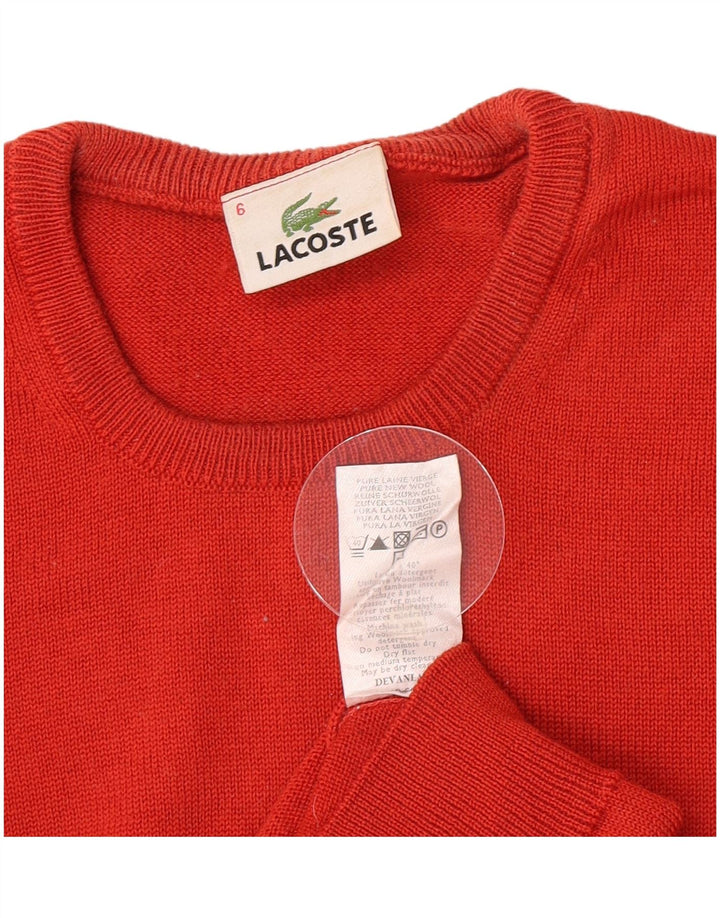 Pulover pentru bărbați Lacoste cu decolteu rotund Mărimea 6 XL Lână virgină roșie