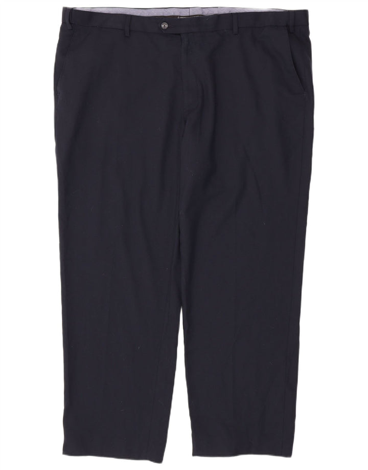 Pantaloni de costum pentru bărbați Marks & Spencer, cu ajustare normală, L46 L31, poliester bleumarin