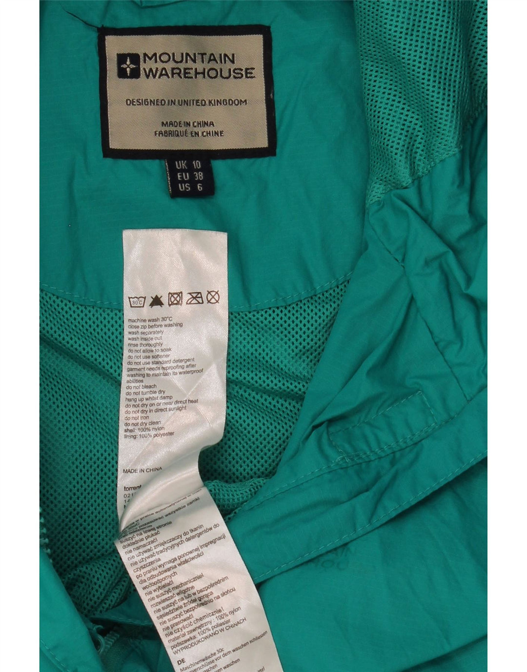 MOUNTAIN WAREHOUSE Jachetă de ploaie cu glugă pentru femei UK 10 Turcoaz mic