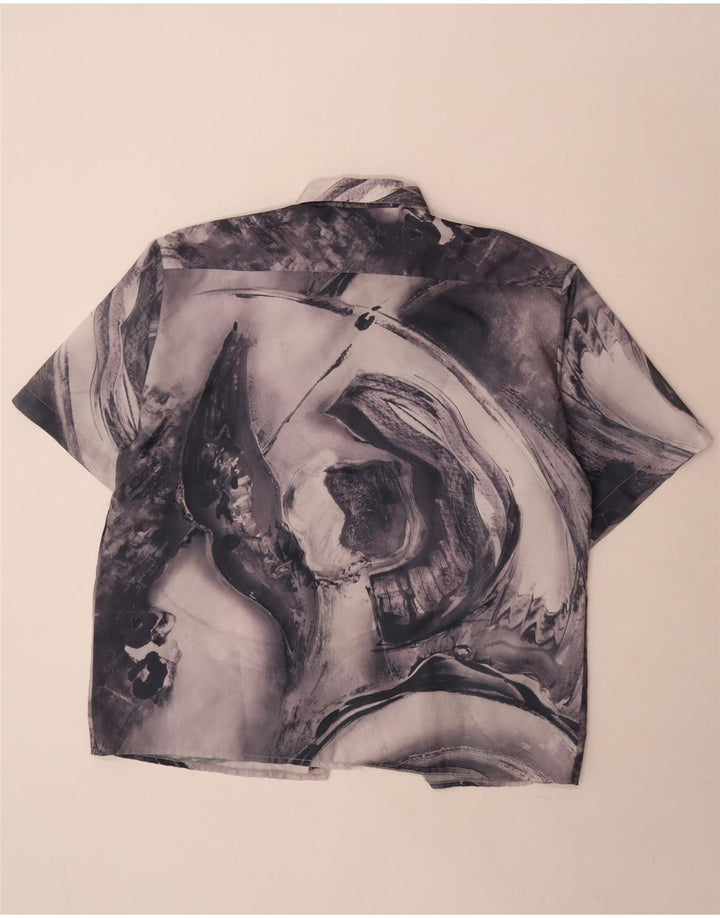 Cămașă cu mânecă scurtă pentru bărbați vintage cu model abstract, XL, gri