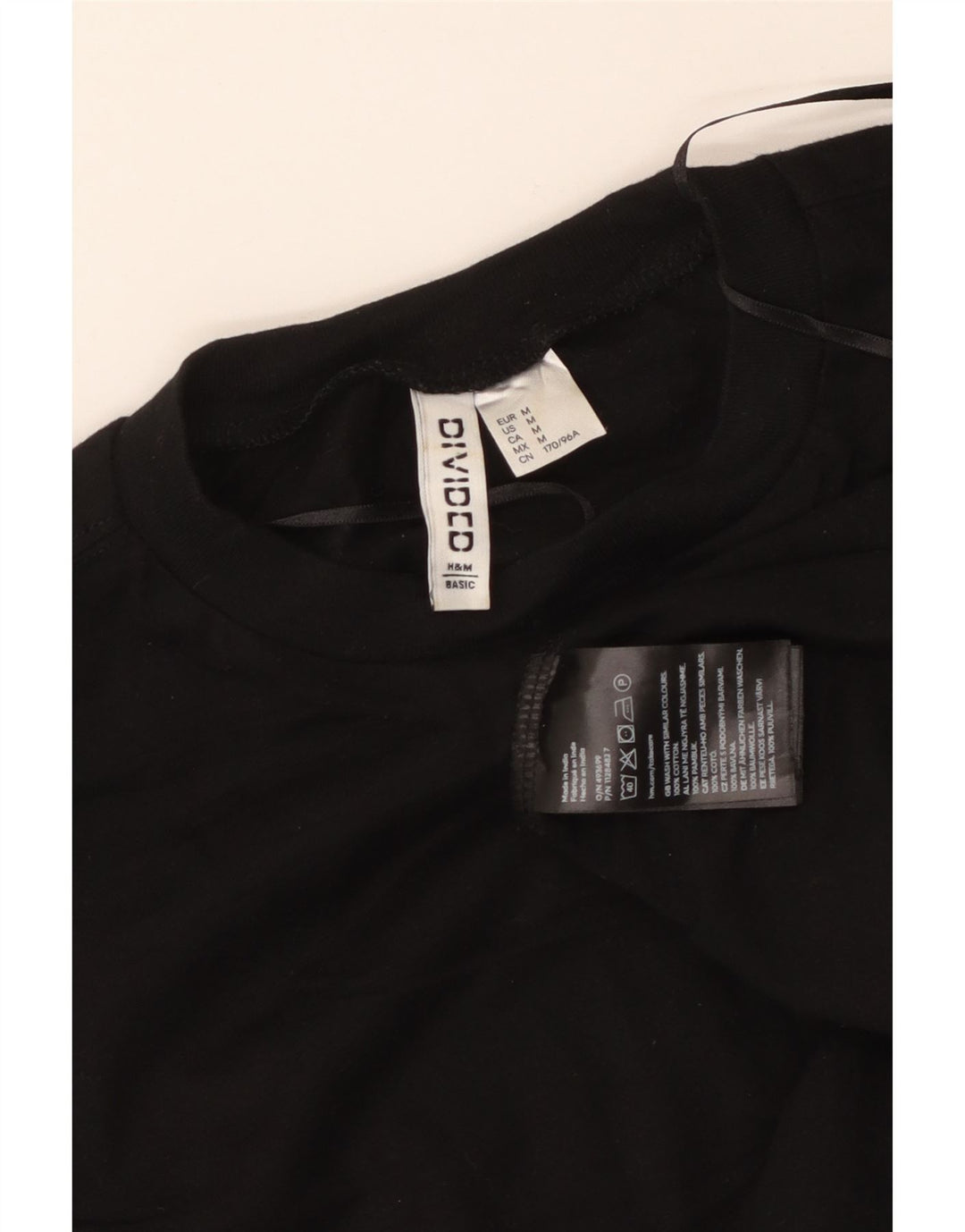 Tricou crop H&M pentru femei, UK 14, bumbac mediu negru