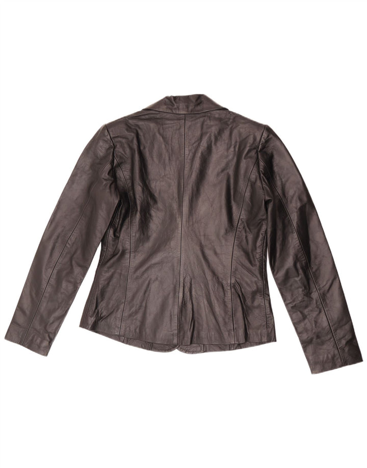 Jachetă vintage din piele cu 2 nasturi pentru femei UK 10 Small Black