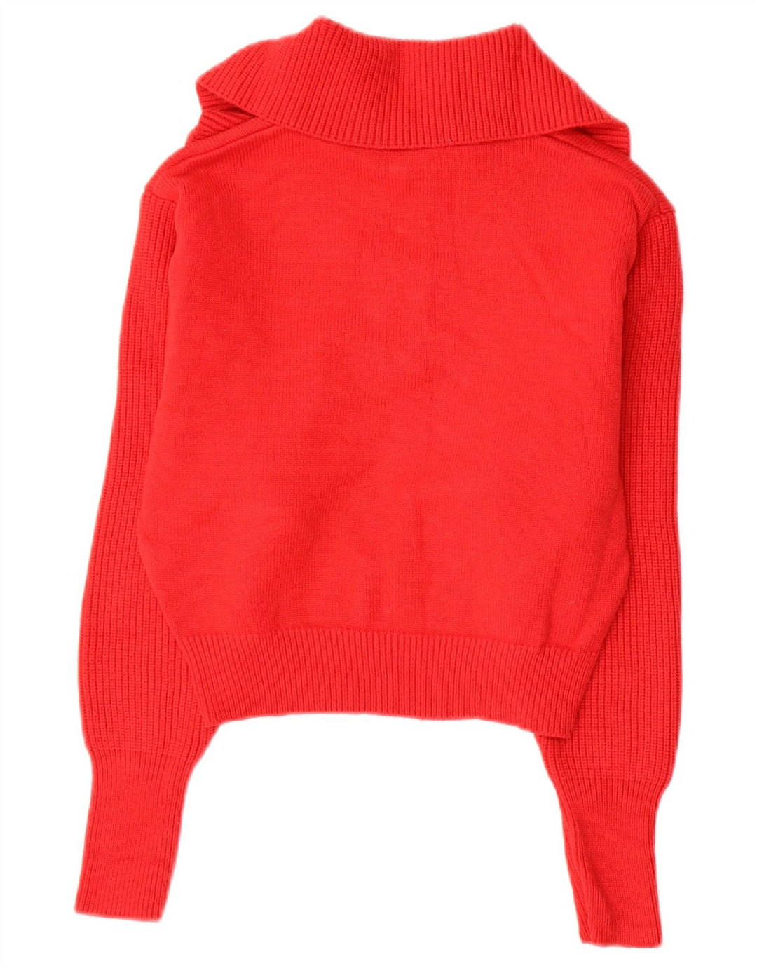 Pulover pentru femei ZARA Crop, cu fermoar și gât, UK 14, viscoză roșie medie