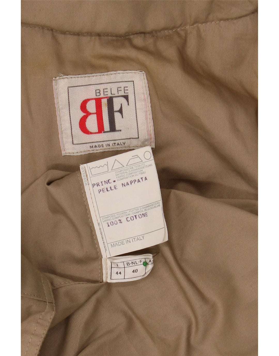 Jachetă BELFE pentru femei IT 44 Medium Bej Colorblock din piele