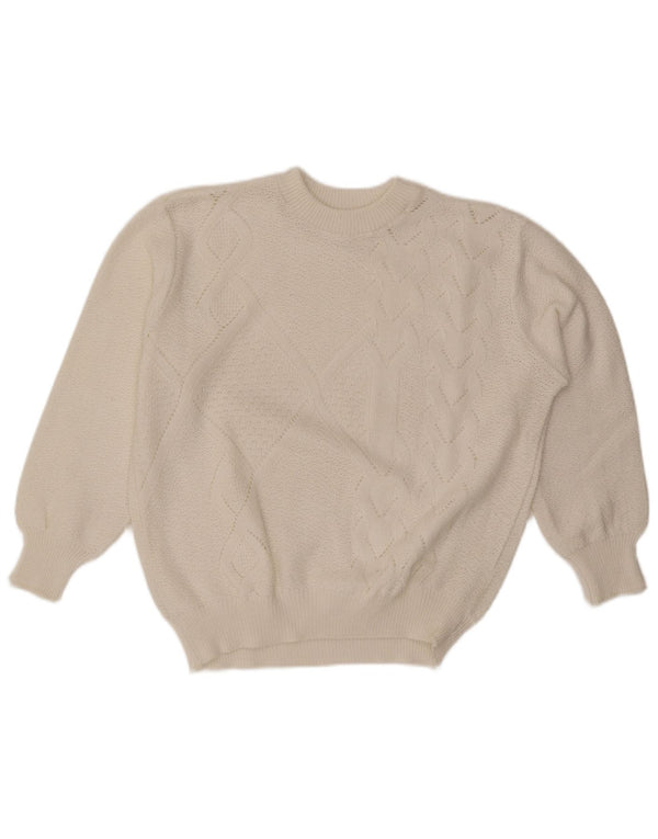 Pulover vintage pentru femei cu decolteu triplu UK 18 XL Alb