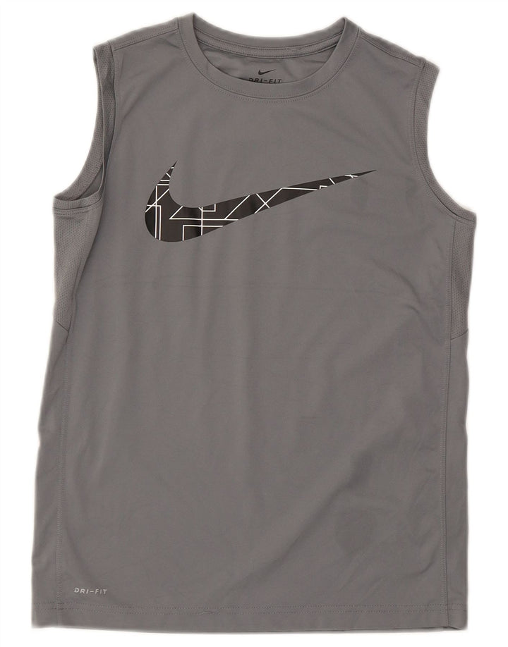 Vesta cu grafică Nike Dri Fit pentru băieți Top 12-13 ani, mare, gri, poliester