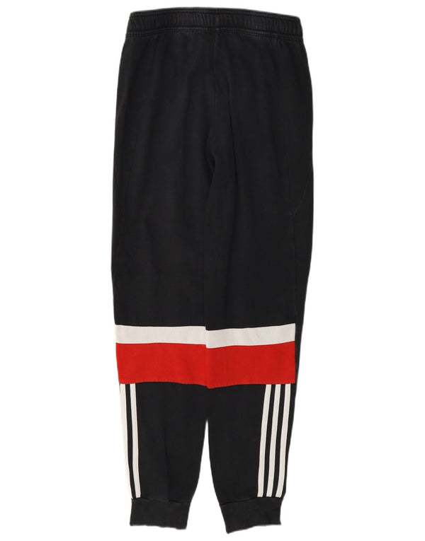 Adidas băieți pantaloni de trening pantaloni de jogging 13-14 ani bumbac negru color bloc