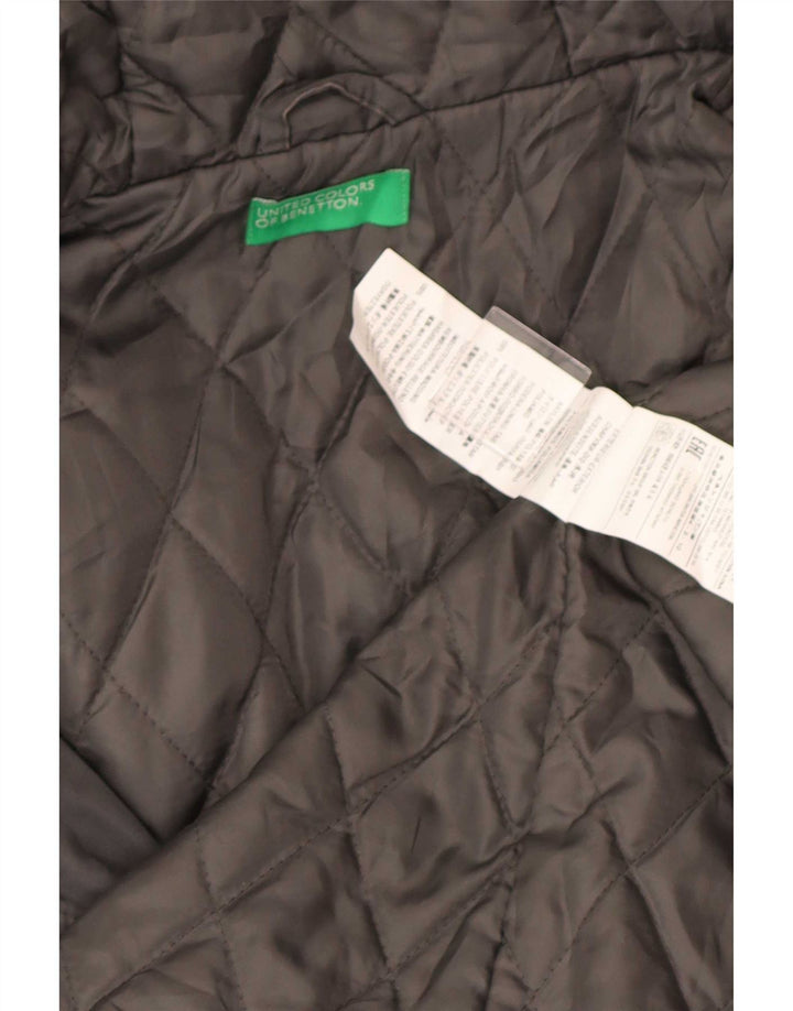 Jachetă parka cu glugă Benetton pentru femei UK 40 mare bumbac gri