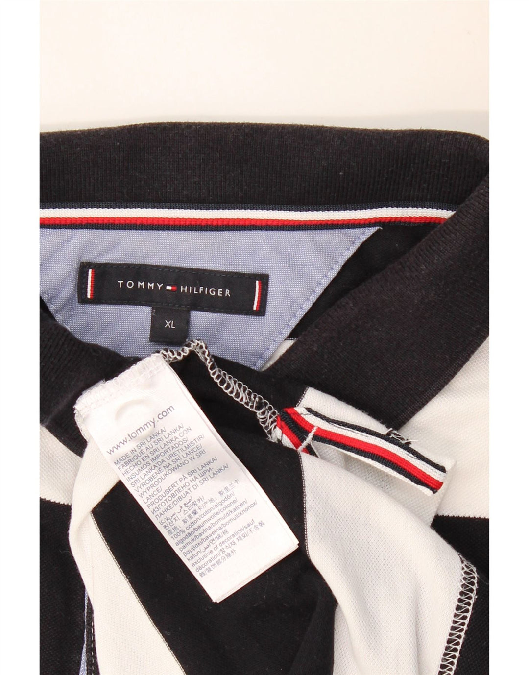 Tricou polo TOMMY HILFIGER pentru bărbați, XL, bumbac cu dungi negre