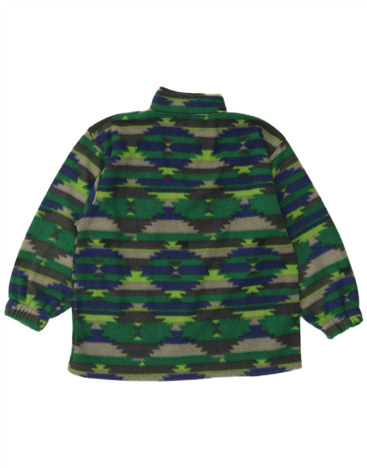 Pulover vintage pentru bărbați, cu fermoar și gât, din lână, mare, verde, geometric, poliester
