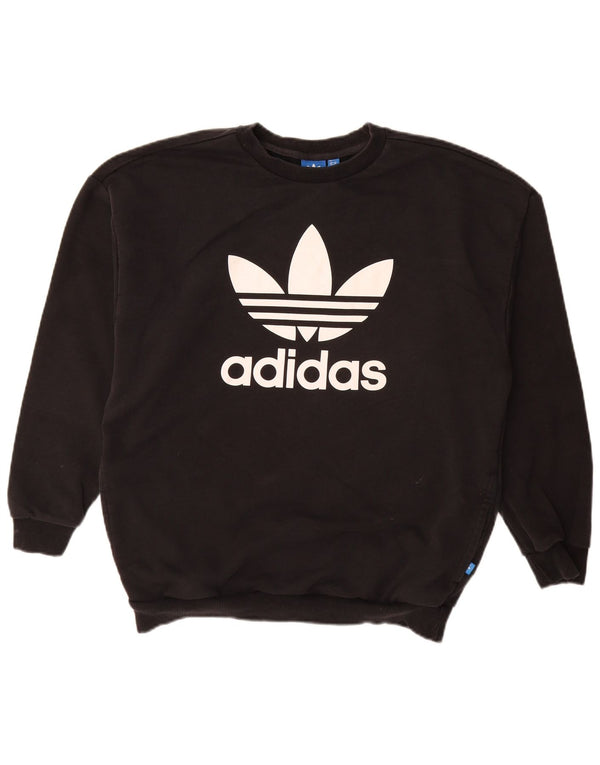 ADIDAS Pulover cu grafic pentru femei UK 14 Bumbac negru mare
