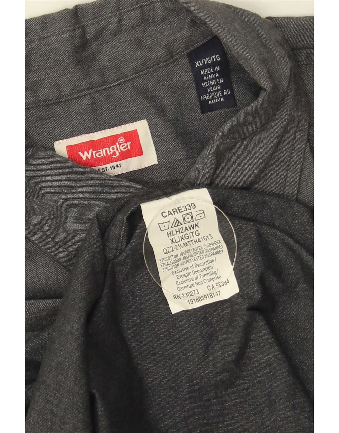 Cămașă pentru bărbați Wrangler XL bumbac gri