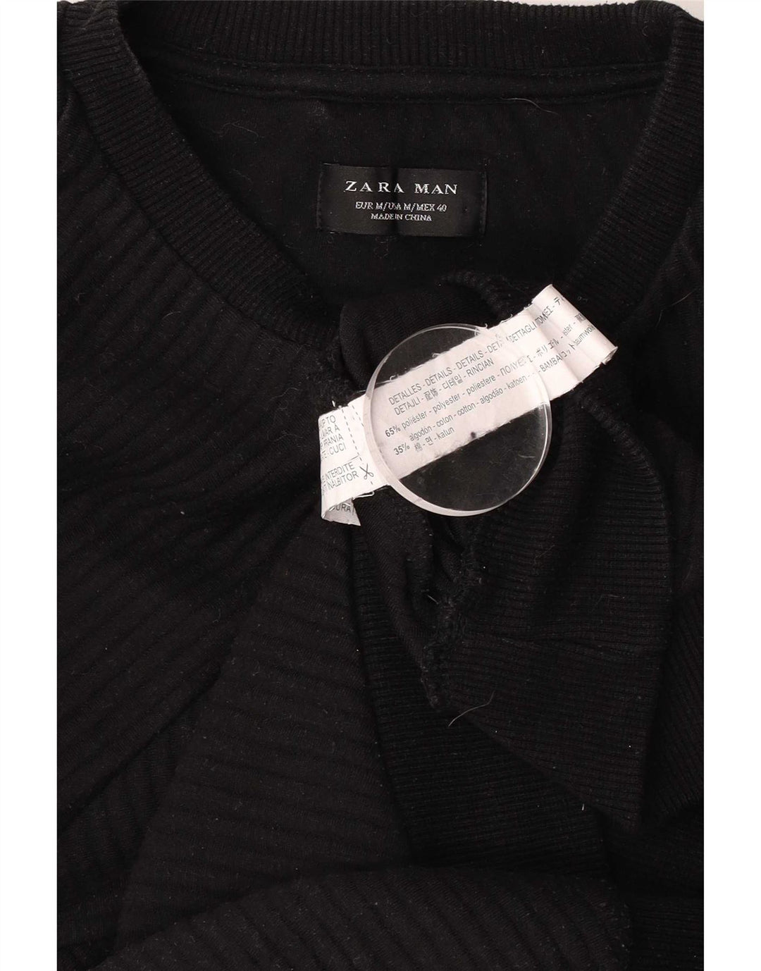 Pulover pentru bărbați Zara, bumbac mediu negru