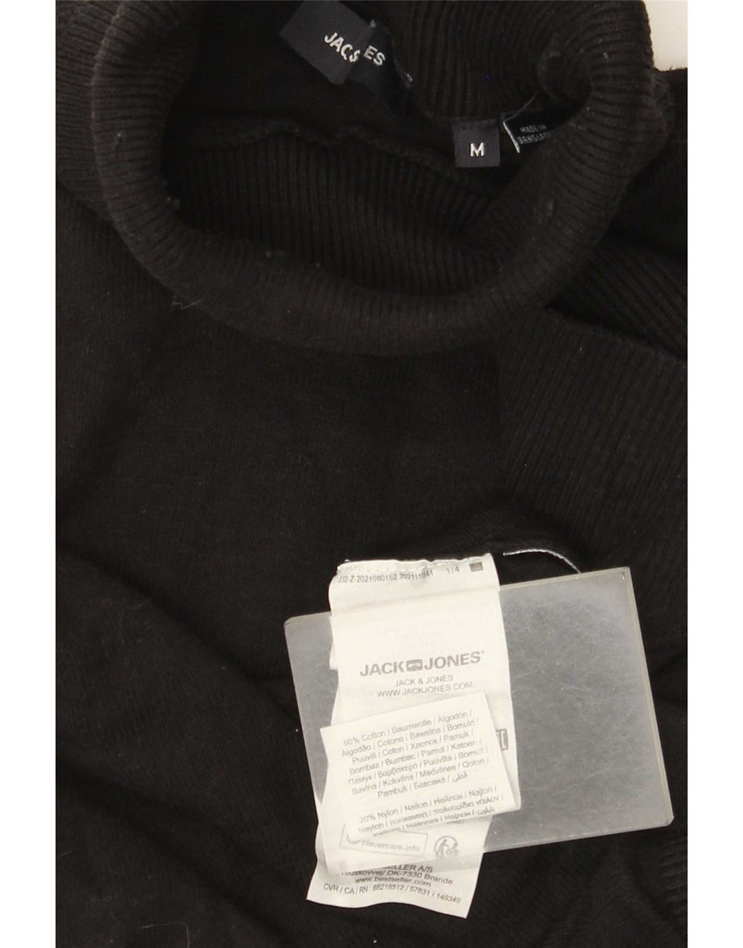 Pulover Jack & Jones pentru bărbați cu gât rulat, bumbac mediu negru