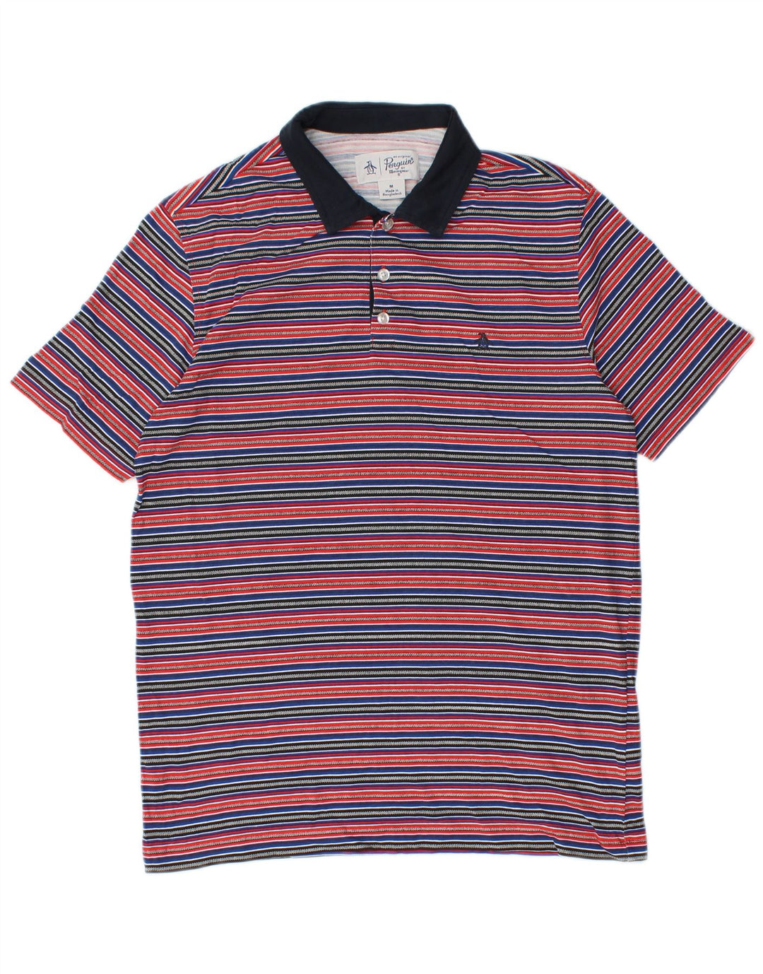 Tricou polo pentru bărbați Penguin, bumbac cu dungi multicolore medii