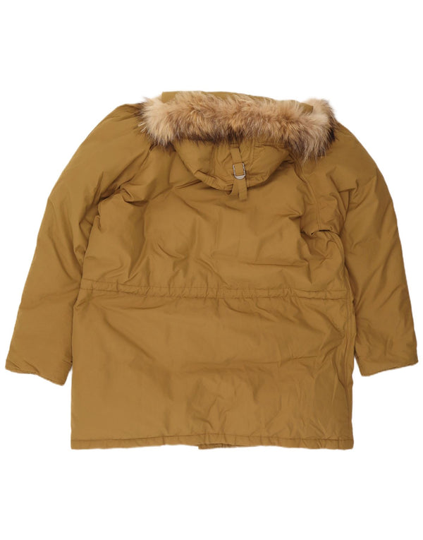 Jachetă parka cu glugă pentru bărbați Benetton UK 42 XL bumbac kaki iarnă