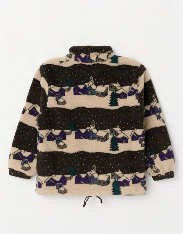 Jumper vintage pentru bărbați, cu model abstract, cu fermoar și gât, din lână, mic, multicolor