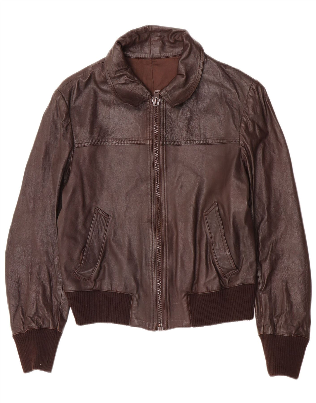 Jachetă Bomber din piele vintage pentru bărbați IT 48 din piele maro medie