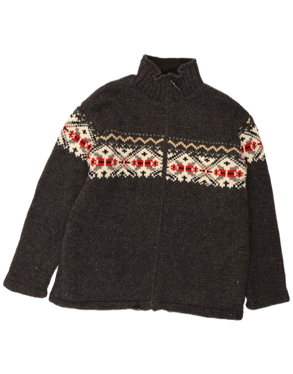 Pulover cardigan pentru bărbați THC 2XL, lână nouă, gri Fair Isle