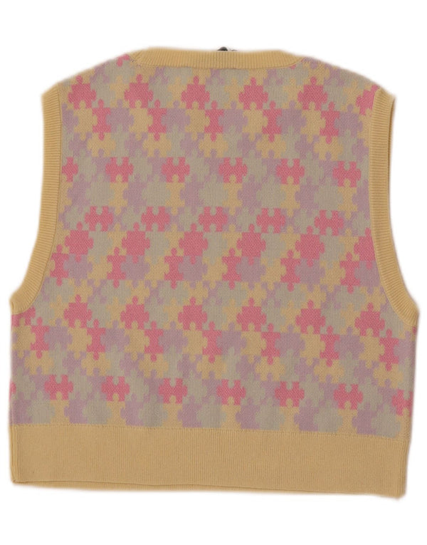 Zara femei Crop Vest Tank Top UK 14 Large Multicolor Geometric