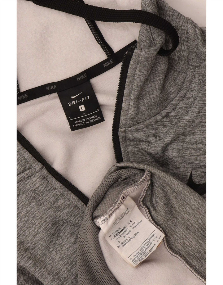 Pulover Nike pentru bărbați Dri Fit, cu fermoar, poliester mare, gri