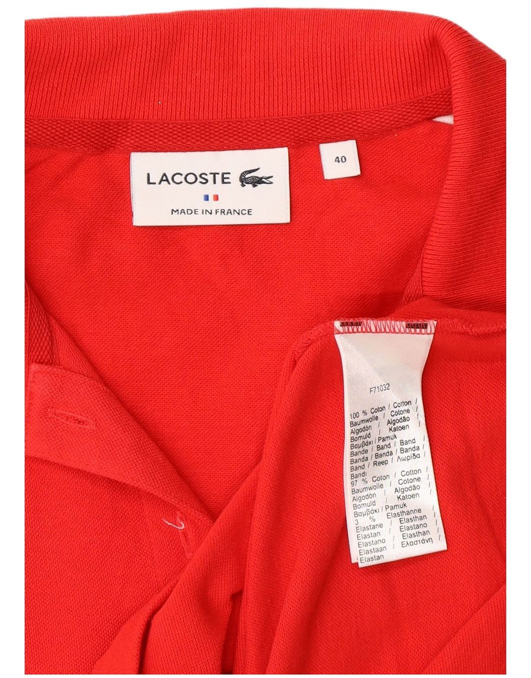 LACOSTE Womens Polo Shirt Size 40 Medium Red Colourblock Cotton