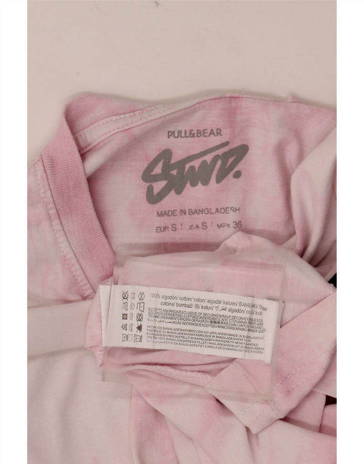 Tricou grafic pentru bărbați PULL & BEAR Top mic roz din bumbac Tie Dye